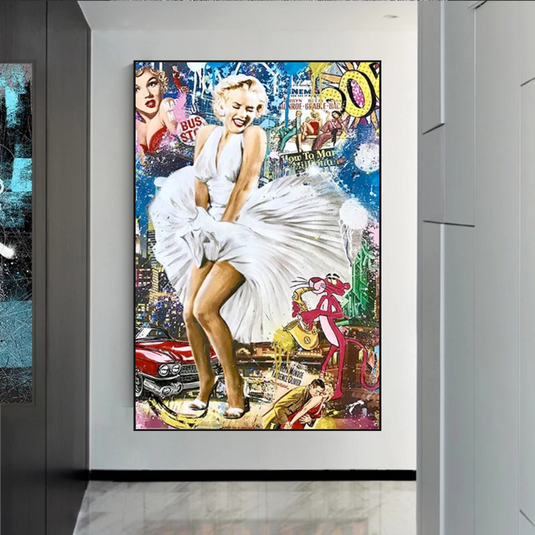 Classic Graffiti: Marilyn and Pink Panther Wall Art-GraffitiWallArt