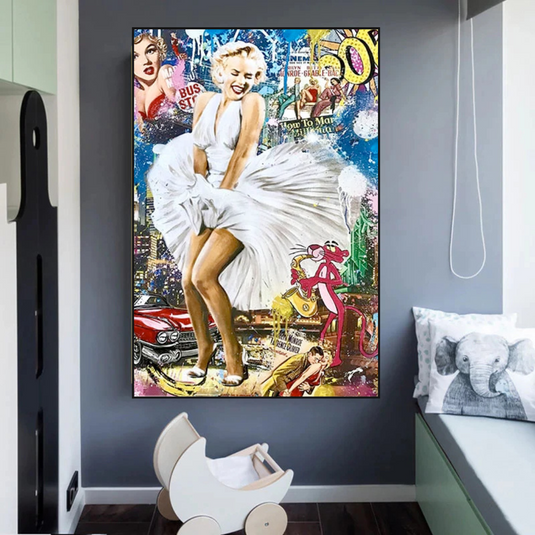 Classic Graffiti: Marilyn and Pink Panther Wall Art-GraffitiWallArt