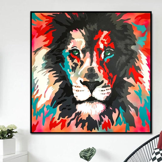 Colourful Monkey Lion Canvas Wall Art-GraffitiWallArt