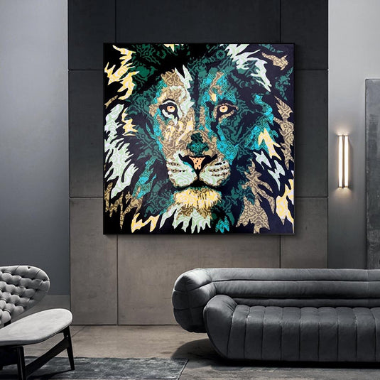 Colourful Monkey Lion Canvas Wall Art-GraffitiWallArt