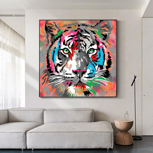 Colourful Monkey Lion Canvas Wall Art-GraffitiWallArt