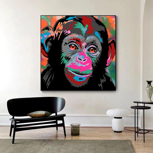 Colourful Monkey Lion Canvas Wall Art-GraffitiWallArt