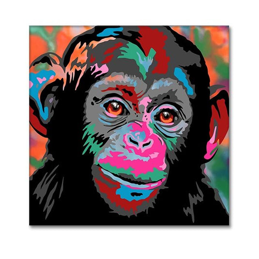 Colourful Monkey Lion Canvas Wall Art-GraffitiWallArt