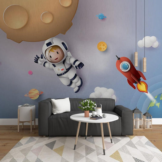 Cosmic Adventures Astronaut in space Wallpaper-GraffitiWallArt