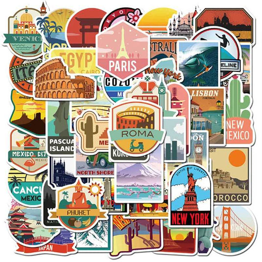 Countries Famous Buildings Stickers Pack – Iconic Landmarks-GraffitiWallArt