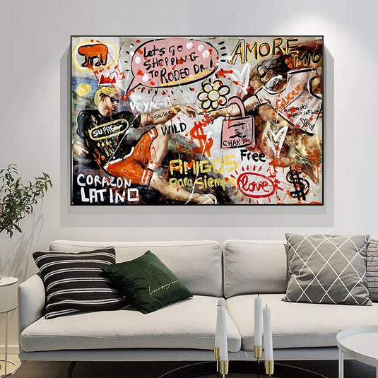 Creation Of Adam Canvas Wall Art-GraffitiWallArt