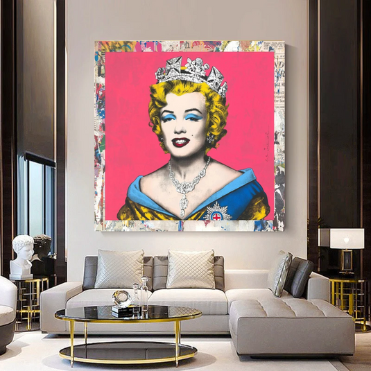 Crowned: Marilyn Pop Art ‚Äì Perfect Blend of Royalty-GraffitiWallArt