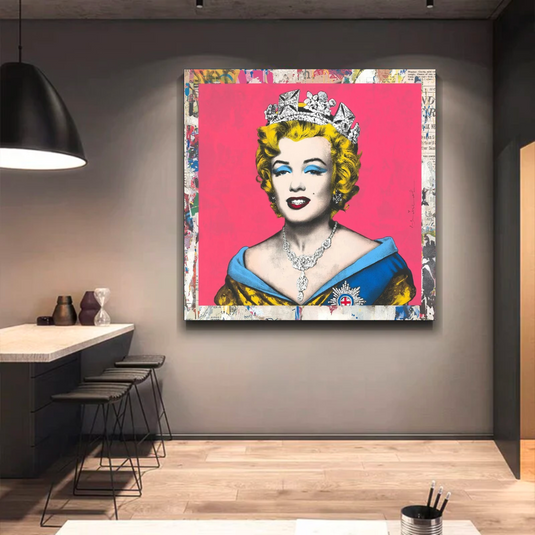 Crowned: Marilyn Pop Art ‚Äì Perfect Blend of Royalty-GraffitiWallArt