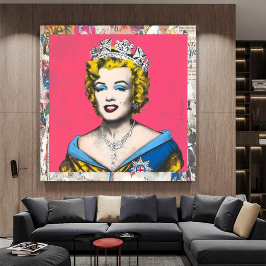 Crowned: Marilyn Pop Art ‚Äì Perfect Blend of Royalty-GraffitiWallArt