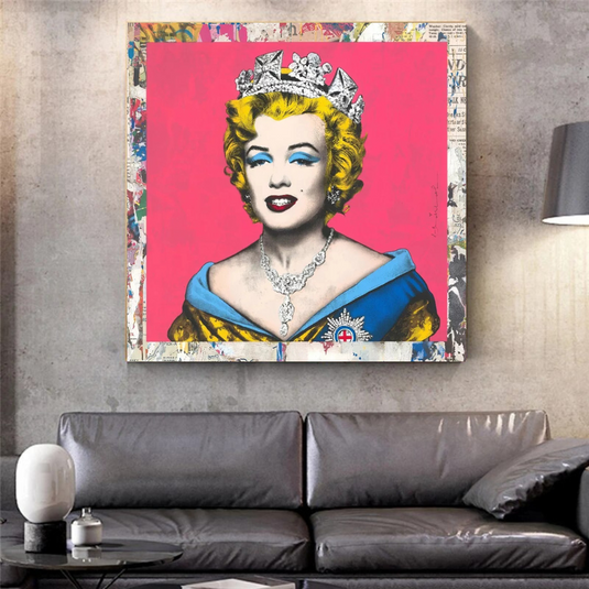 Crowned: Marilyn Pop Art ‚Äì Perfect Blend of Royalty-GraffitiWallArt