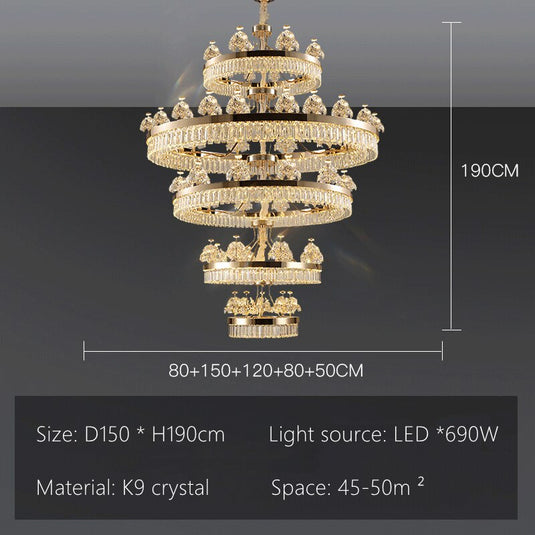 Crystal Ceiling K9 Crystal Grand Chandelier: Elegant Lighting Fixture-GraffitiWallArt