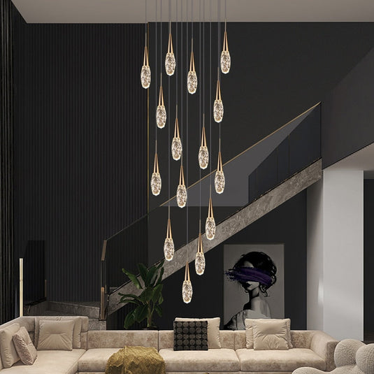 Crystal Cones Staircase Chandelier – Stunning Elegance-GraffitiWallArt