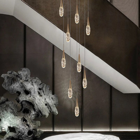 Crystal Cones Staircase Chandelier – Stunning Elegance-GraffitiWallArt