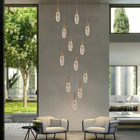 Crystal Cones Staircase Chandelier – Stunning Elegance-GraffitiWallArt