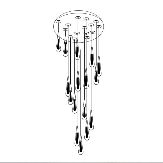 Crystal Drops Staircase Chandelier: Elegant Lighting-GraffitiWallArt