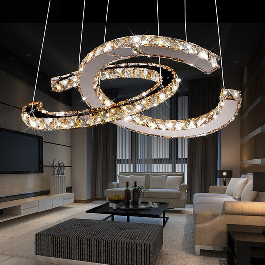 Crystal Loops Chandelier: Premium Lighting Décor-GraffitiWallArt