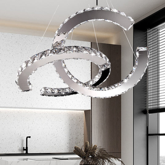 Crystal Loops Chandelier: Premium Lighting Décor-GraffitiWallArt