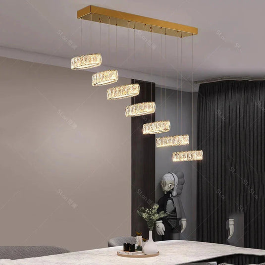 Crystal Mix Loop Kitchen Island Chandelier-GraffitiWallArt