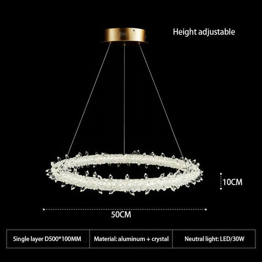 Crystal Ring Chandelier: Dazzling Lighting Fixture-GraffitiWallArt