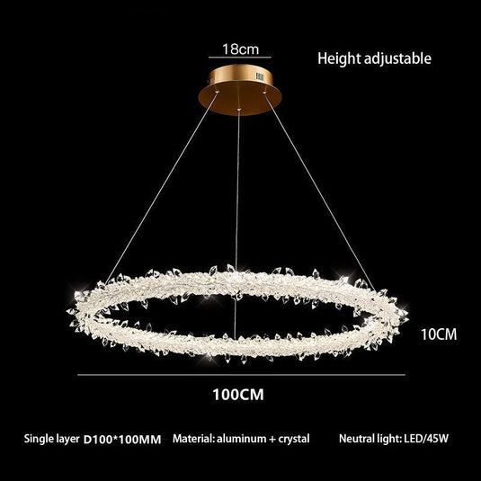 Crystal Ring Chandelier: Dazzling Lighting Fixture-GraffitiWallArt