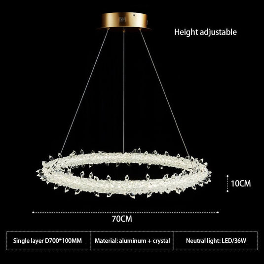 Crystal Ring Chandelier: Dazzling Lighting Fixture-GraffitiWallArt