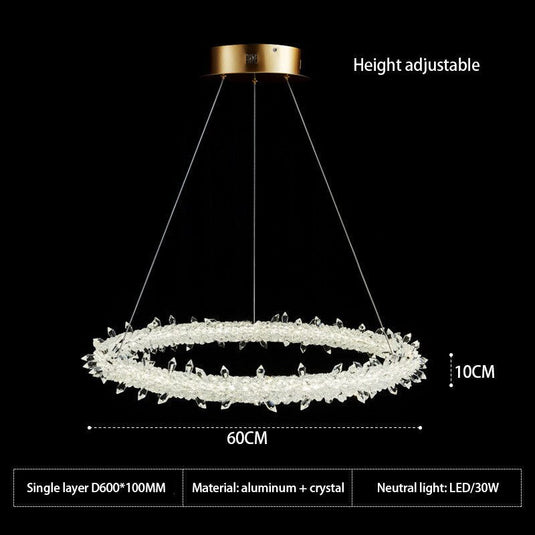 Crystal Ring Chandelier: Dazzling Lighting Fixture-GraffitiWallArt