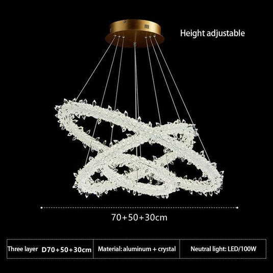 Crystal Ring Chandelier: Dazzling Lighting Fixture-GraffitiWallArt