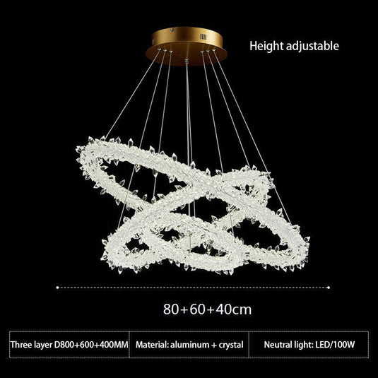 Crystal Ring Chandelier: Dazzling Lighting Fixture-GraffitiWallArt