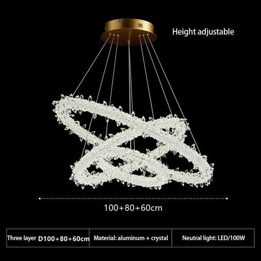 Crystal Ring Chandelier: Dazzling Lighting Fixture-GraffitiWallArt