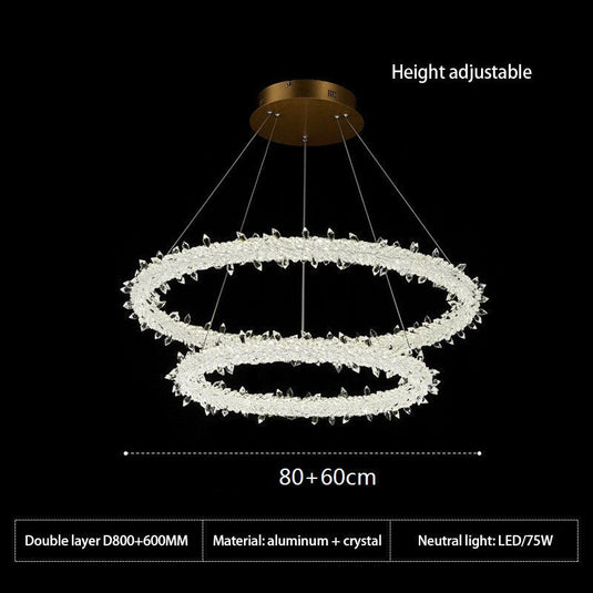 Crystal Ring Chandelier: Dazzling Lighting Fixture-GraffitiWallArt