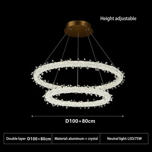 Crystal Ring Chandelier: Dazzling Lighting Fixture-GraffitiWallArt