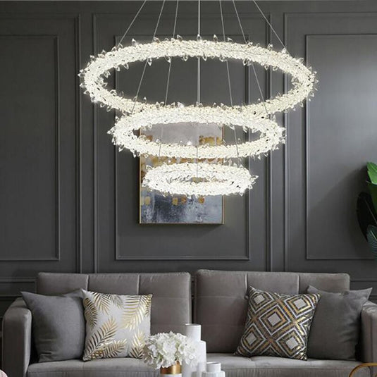 Crystal Ring Chandelier: Dazzling Lighting Fixture-GraffitiWallArt