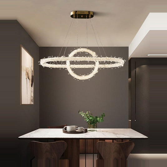 Crystal Ring Chandelier: Dazzling Lighting Fixture-GraffitiWallArt