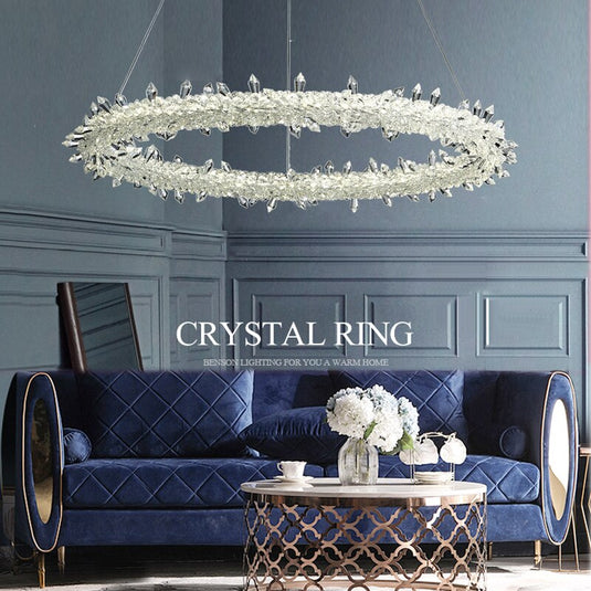 Crystal Ring Chandelier: Dazzling Lighting Fixture-GraffitiWallArt