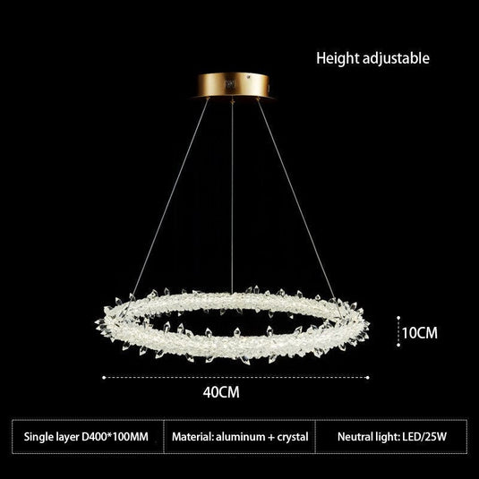 Crystal Ring Chandelier: Dazzling Lighting Fixture-GraffitiWallArt