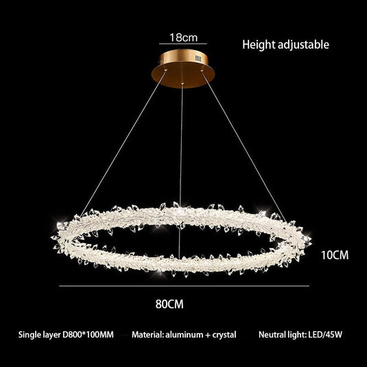 Crystal Ring Chandelier: Dazzling Lighting Fixture-GraffitiWallArt