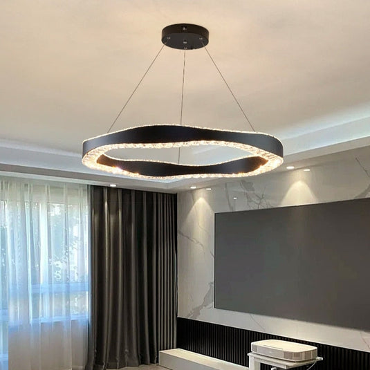 Crystal Ring Chandelier: Exquisite Lighting Décor-GraffitiWallArt