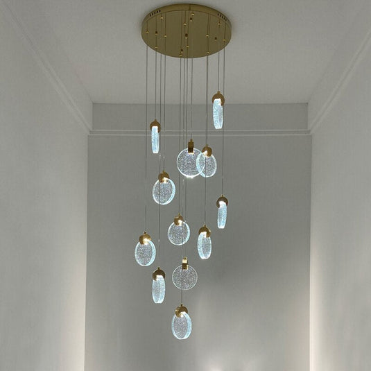 Crystal Rings Staircase Chandelier: Premium Lighting-GraffitiWallArt