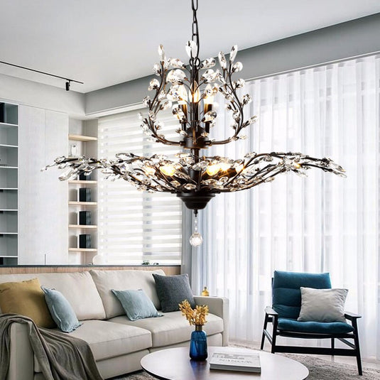 Crystal Tree Chandelier: Elegant Lighting Fixture-GraffitiWallArt