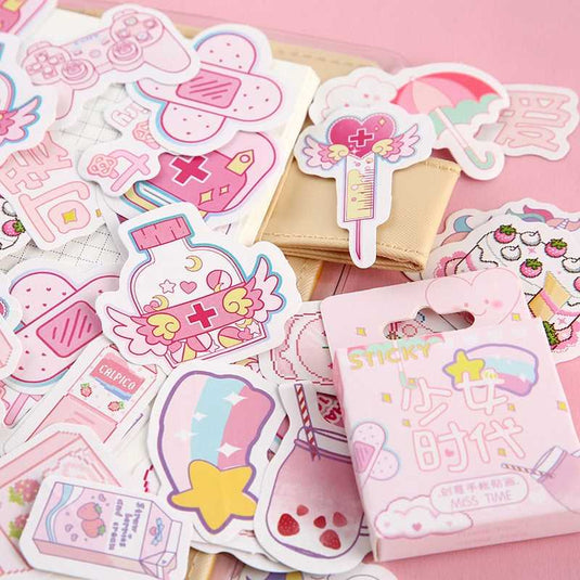 Cute Boxed Kawaii Stickers - Japanese Stationery Set-GraffitiWallArt