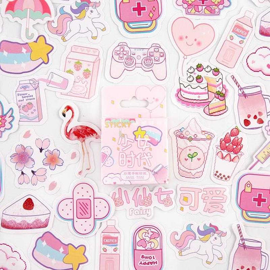 Cute Boxed Kawaii Stickers - Japanese Stationery Set-GraffitiWallArt