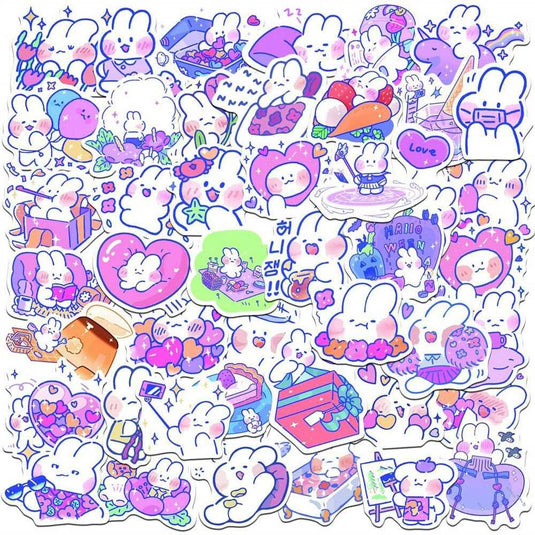 Cute Cartoon Rabbit Stickers Bundle - Waterproof Famous-GraffitiWallArt