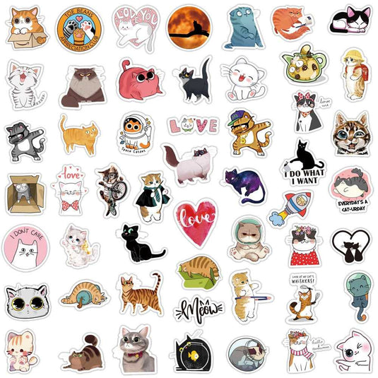 Cute Cat Sticker Pack - Famous Waterproof Bundle-GraffitiWallArt