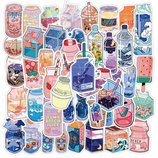 Cute Drink Stickers Pack: Adorable Beverage-GraffitiWallArt