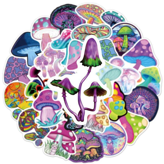 Cute Mushroom Cartoon Graffiti Stickers-GraffitiWallArt