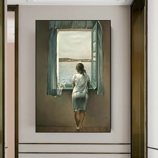 Dali Surreal Canvas Wall Art - Young Woman at The Window-GraffitiWallArt