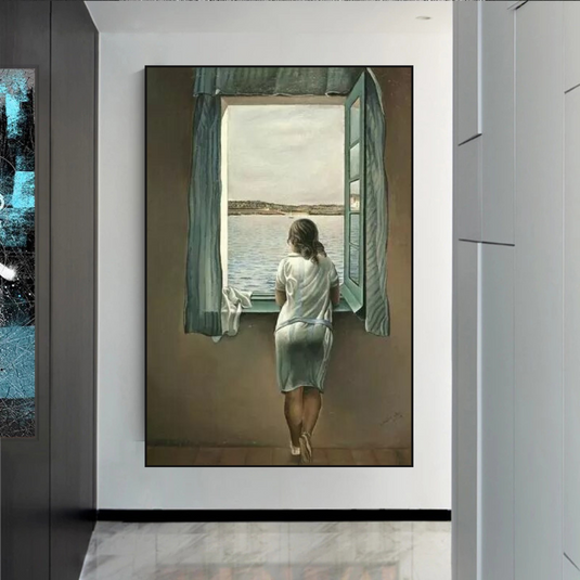 Dali Surreal Canvas Wall Art - Young Woman at The Window-GraffitiWallArt