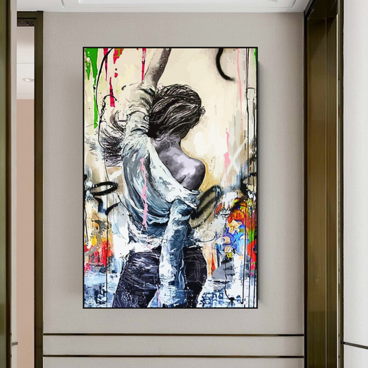 Dancing Girl Street Canvas Wall Art - Unique Collection-GraffitiWallArt