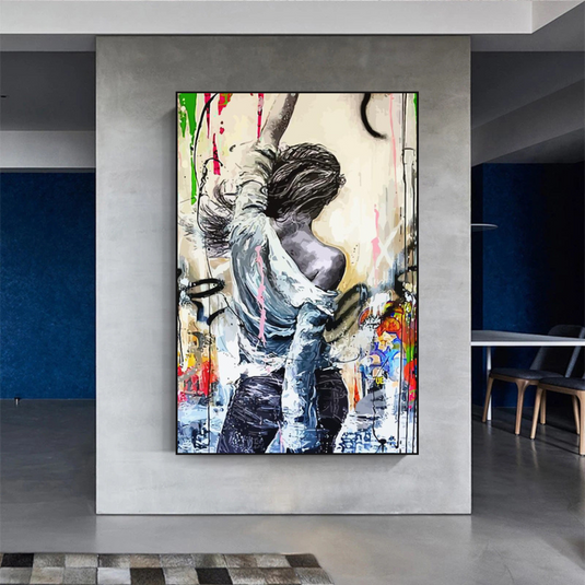 Dancing Girl Street Canvas Wall Art - Unique Collection-GraffitiWallArt