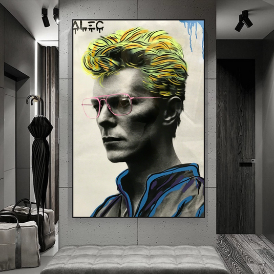 David Bowie Singer by Alec Canvas Wall Art-GraffitiWallArt